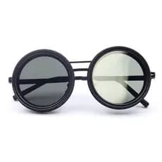 Óculos de Sol Luz Ajustável 9 Tonalidades Steampunk Redondo Retrô Lente Regulável Premium Preto