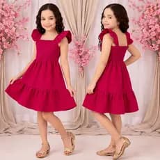 Vestido Infantil Festa Glitter Duna Premium Princesinha Brilhante Alças Babado Rosa Pink Tam 4 ao 12