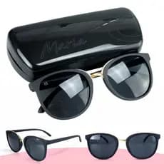 Óculos Sol Feminino Redondo + Case estiloso original preto