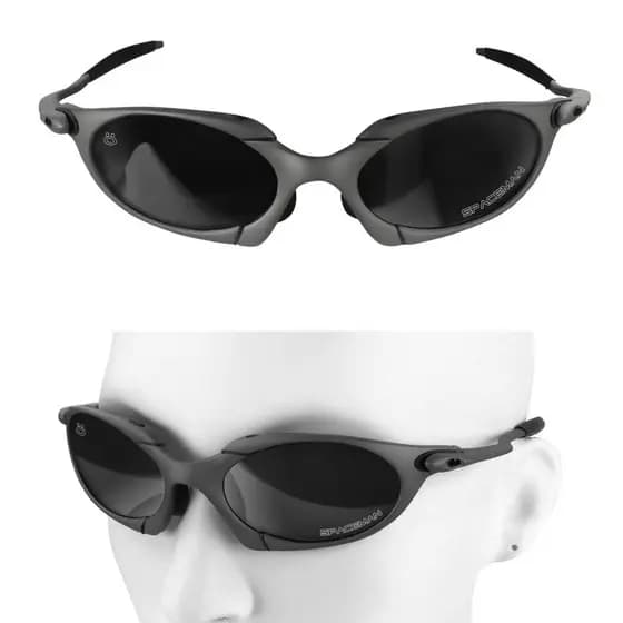 Oculos Sol Metal Lupa Proteção UV Cinza Masculino + Case