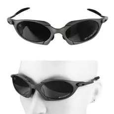 Oculos Sol Metal Lupa Proteção UV Cinza Masculino + Case