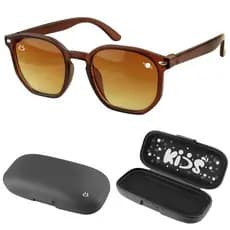 Óculos Sol Infantil Marrom Vintage Retro Proteção UV + Case