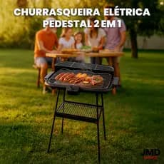 Churrasqueira Elétrica 2 Em 1 2000w Com Pedestal Portátil