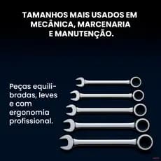 Chave Combinada com Catraca em Aço Cromado chaves com 10 12 13 14 15 17mm