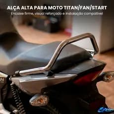 Alça Alta Moto Titan Fan Start 160 2025 2026 Cromada OU Preta Suporte Traseiro Garupa Reforçada