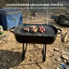 Churrasqueira Portátil A Carvão Com Grelha Compacta Para Varanda Acampamento Camping E Quintal