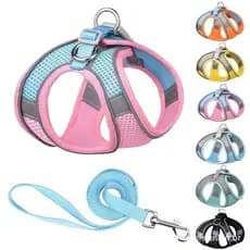 【Muhsinpet】Peitoral cachorro/Coleira pet/Colete Estilo Cinto Refletivo Para Animais De Estimação Trela Cães Respirável