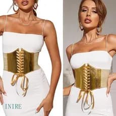 Cinto Elástico IRE Gold Corset Para Vestido Feminino