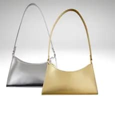 BOLSA FEMININA BAGUETES METALIZADA PEQUENA DE OMBRO ELEGANTE PARA FESTAS