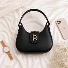 Bolsa Feminina Meia Lua Baguete de Ombro Marrom Café Moda Inverno