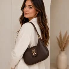 Bolsa Feminina Elegante Casual ou Festa Meia Lua Baguete de Ombro