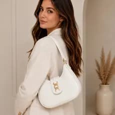 Bolsa Feminina Shoulder Bag Elegante Casual Trabalho Estilo Baguete de Ombro Nude