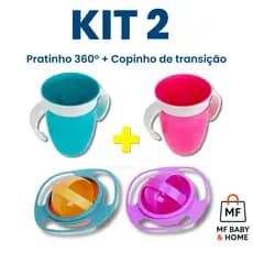 Kit Copo 360 Infantil Antivazamento e Pratinho 360 Treinamento Para Bebê – Não Derruba!
