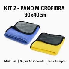 Kit Pano Microfibra 30x40 Azul/Amarelo Multiuso Limpeza Carros Casa Alta Absorção