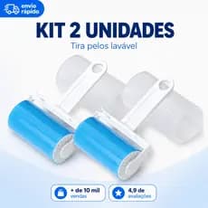 Kit 2 Rolo Tira Pelos Lavável Reutilizável Roupa com Capa Protetora