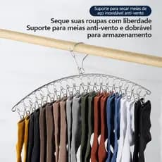 Varal de Aço Inox 46cm com 10 Prendedores, Para Roupas Íntimas, Secagem e Organização
