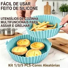Kit 1/3/5 PCS Forma de Silicone para Air Fryer, Antiaderente, Reutilizável, Para Forno e Micro-ondas