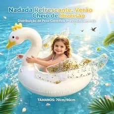 Boia Inflável Unicórnio/Cisne 70/90cm, com Glitter, para Piscina, Praia, Adultos e Crianças