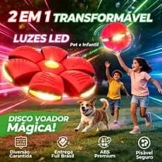 Bola Mágica Voadora LED 2 em 1,Disco Maluco Transformável,Brinquedo ao Ar Livre para Crianças e Pets