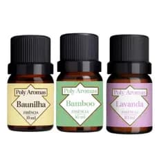 Kit 3 Essências Concentradas Vanilla Bamboo Lavanda Hidrossolúvel Para Difusor/Aromatizador