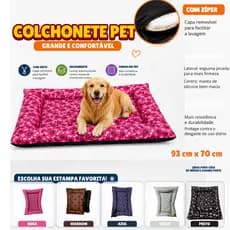 Cama Colchonete para pet Cachorro Gato Grande 93 x 70 cm