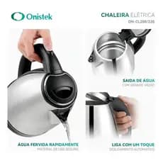 Chaleira Jarra Elétrica Aço Inox Onistek E Vidro Transparente 1.8L