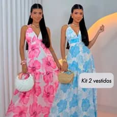 Vestido Tropical Longos Femininos Florais Tendência Verão Estampado Chic Premium