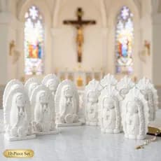 Lembrancinha Religiosa Santinhas Kits em Gesso Branco – Batizado, Comunhão e Crisma Premium