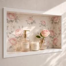Nicho de Porcelanato Acetinado Exclusivo Floral Rosas Vintage 61x30 cm – Banheiro Elegante Premium