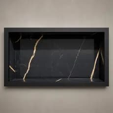 Nicho Prateleira Banheiro Porcelanato Calacata Preto 60x30 Embutido Porta Shampoo