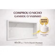 Nicho de Porcelanato 60x30 Premium p/ Banheiro Embutido + Brinde Vasinho Decorativo