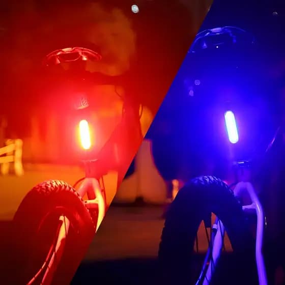Lanterna Bike Sinalizador Traseiro Farol Led Luz Segurança Azul E Vermelho