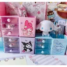 Mini Gaveteiro Organizador Sanrio com Porta-Canetas – My Melody, Kuromi e Cinnamoroll