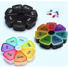 Organizador de Remédios Semanal com 7 Compartimentos Coloridos – Porta Comprimidos Diário