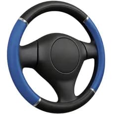 Capa De Volante Antiderrapante Azul e Preta 38cm Lisa Universal