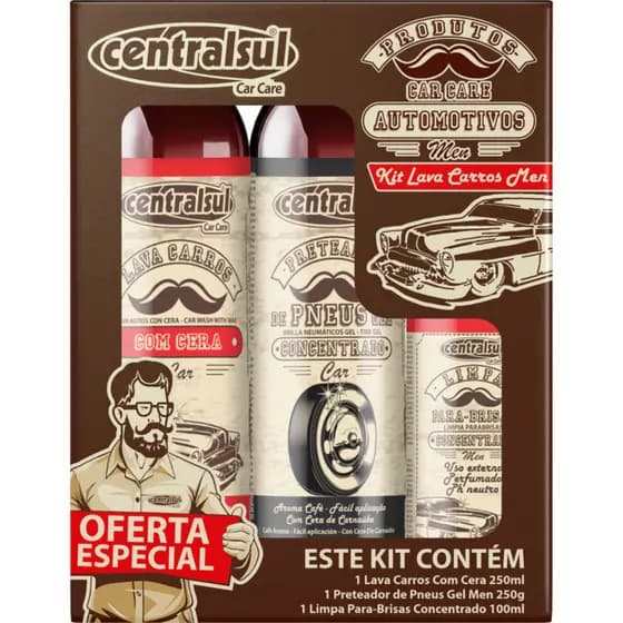 Kit Lava Carros MEN | Limpeza Completa com Brilho e Proteção para a Pintura e Interior do Veículo