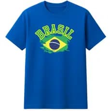 Camiseta Brasil Azul 100% Algodão Unissex Feminina Masculina