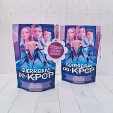 Saquinho metalizado personalizado P guerreiras do k-pop
