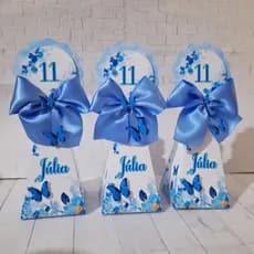 Caixa Pirâmide Personalizada borboleta azul