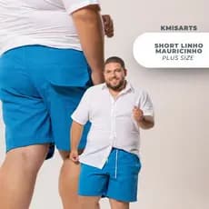 Short Linho Plus Size Mauricinho Masculino Premium Confort Bermudas versátil Casual Masculino Linho.
