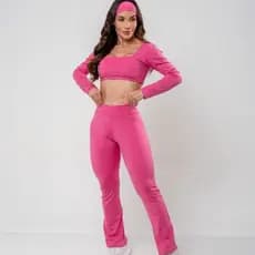 Conjunto fitness longo top manga longa moda fitness ZERO TRANSPARENCIA com bojo academia