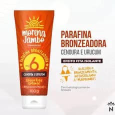 Parafina Bronzeadora Cenoura e Urucum Bisnaga com Efeito Fita Isolante e FPS 6