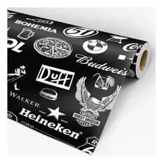 Papel De Parede Para Bar Envelopar Mesa Marcas Barzinho Temático Preto E Branco