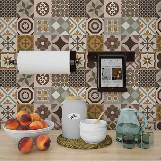 Papel de Parede Adesivo Decorativo Azulejo Português em Tons Pastéis