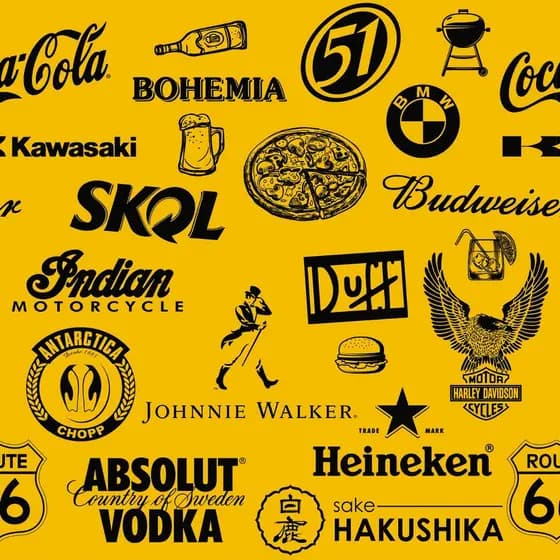 Papel De Parede Para Bar Envelopar Mesa Marcas Barzinho Temático Amarelo E Preto