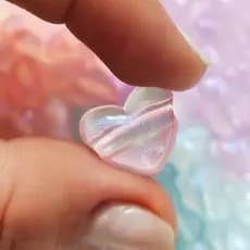 Miçanga Coração Rosa Acrílico Entremeio 17mm