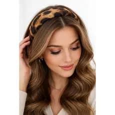 Tiara de Oncinha Animal Print Cetim Estampa de Onça Acessório de Cabelo Feminino Tendência