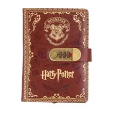 Diário Harry Potter Couro Decorado com Senha Caderno Papelaria Hogwarts Sonserina