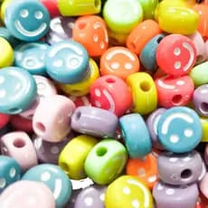 100 Miçanga Smile Entremeio Carinha Sorriso Emoji P/ Pulseira Bijuteria
