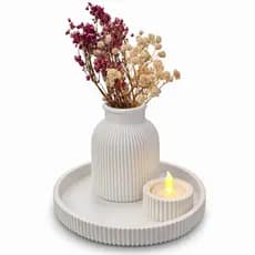 Vaso Decorativo com Candelabro e Bandeja Conjunto Minimalista Decoração Moderna Sala Luxo